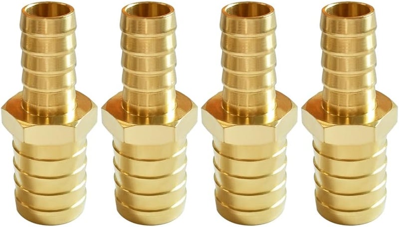 Uenede 4PCS Brass 5/32" to 1/4" OD Barb Reducer Barbed Hose Fittings Hex Reducing Splicer Mender Fitting for Water/Oil/Gas - Image 1